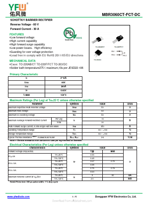 MBR3060FCT Datasheet PDF DONGGUAN YOU FENG WEI ELECTRONICS CO., LTD