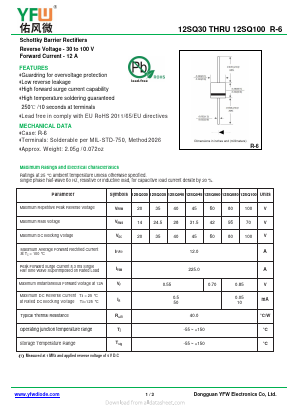 12SQ30 Datasheet PDF DONGGUAN YOU FENG WEI ELECTRONICS CO., LTD