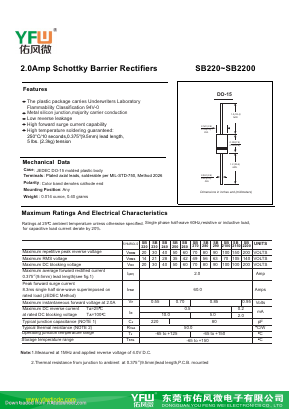 SR220-DO-15 Datasheet PDF DONGGUAN YOU FENG WEI ELECTRONICS CO., LTD