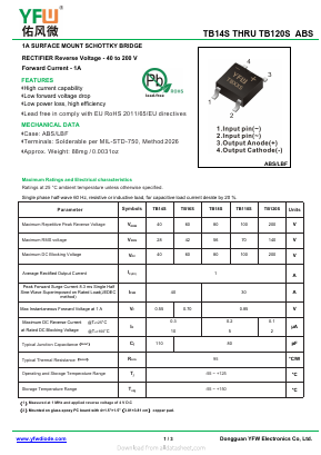 TB120S Datasheet PDF DONGGUAN YOU FENG WEI ELECTRONICS CO., LTD