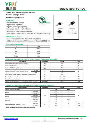 SRT20U120CT Datasheet PDF DONGGUAN YOU FENG WEI ELECTRONICS CO., LTD