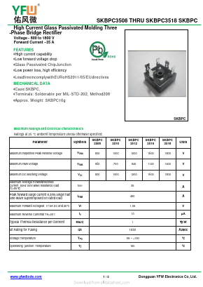 SKBPC3508 Datasheet PDF DONGGUAN YOU FENG WEI ELECTRONICS CO., LTD