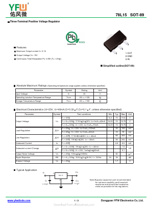 78L15 Datasheet PDF DONGGUAN YOU FENG WEI ELECTRONICS CO., LTD