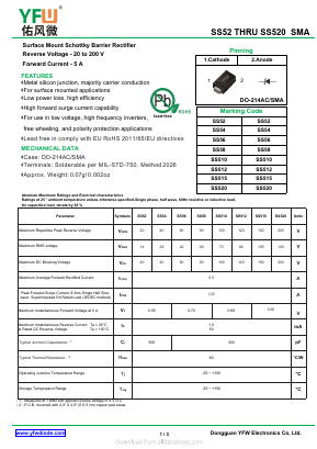 SS510 Datasheet PDF DONGGUAN YOU FENG WEI ELECTRONICS CO., LTD