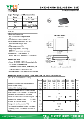 SS55-SMC Datasheet PDF DONGGUAN YOU FENG WEI ELECTRONICS CO., LTD