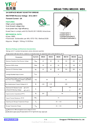MB220S Datasheet PDF DONGGUAN YOU FENG WEI ELECTRONICS CO., LTD