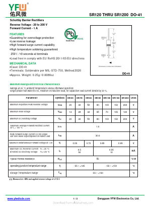 SR180 Datasheet PDF DONGGUAN YOU FENG WEI ELECTRONICS CO., LTD