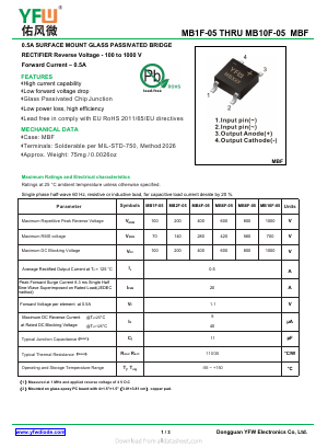 MB8F-05 Datasheet PDF DONGGUAN YOU FENG WEI ELECTRONICS CO., LTD
