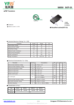 S8550 Datasheet PDF DONGGUAN YOU FENG WEI ELECTRONICS CO., LTD