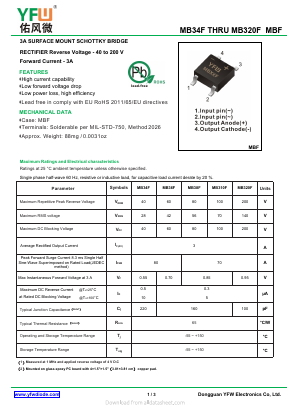 MB34F Datasheet PDF DONGGUAN YOU FENG WEI ELECTRONICS CO., LTD