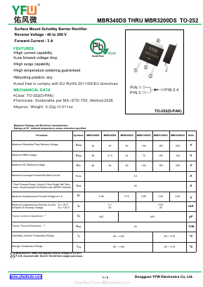 MBR360DS Datasheet PDF DONGGUAN YOU FENG WEI ELECTRONICS CO., LTD