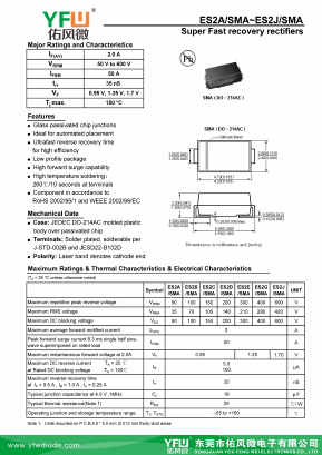 ES2G-SMA Datasheet PDF DONGGUAN YOU FENG WEI ELECTRONICS CO., LTD