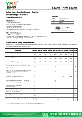 ES2AW Datasheet PDF DONGGUAN YOU FENG WEI ELECTRONICS CO., LTD