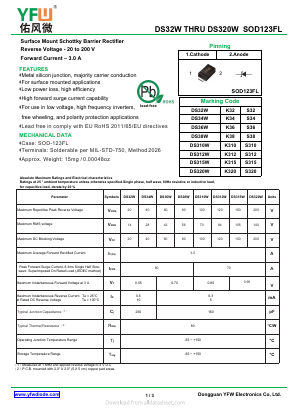 DS32W Datasheet PDF DONGGUAN YOU FENG WEI ELECTRONICS CO., LTD