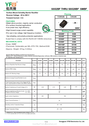 SS520BF Datasheet PDF DONGGUAN YOU FENG WEI ELECTRONICS CO., LTD