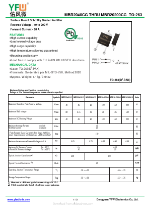 MBR20150CG Datasheet PDF DONGGUAN YOU FENG WEI ELECTRONICS CO., LTD