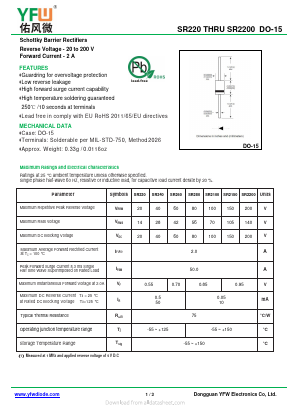 SR2200 Datasheet PDF DONGGUAN YOU FENG WEI ELECTRONICS CO., LTD