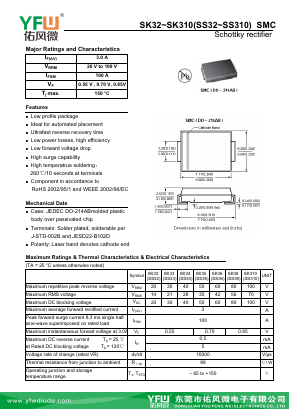 SK36-SMC Datasheet PDF DONGGUAN YOU FENG WEI ELECTRONICS CO., LTD