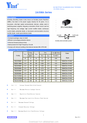 SS25SMA Datasheet PDF Shanghai Yint Electronic Co., Ltd.