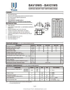 BAV19WS Datasheet PDF Shenzhen Yixinwei Technology Co., Ltd.