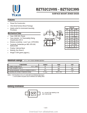BZT52C16S-7 Datasheet PDF Shenzhen Yixinwei Technology Co., Ltd.