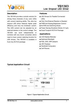 YB1303 Datasheet PDF YOBON TECHNOLOGIES,INC.