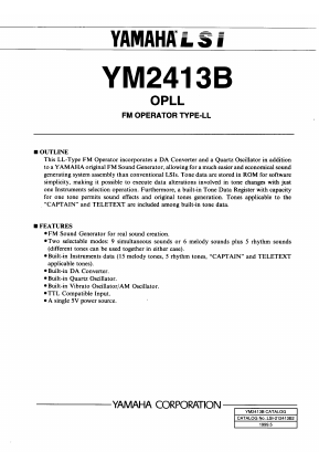 YM2413B Datasheet PDF Yamaha Corporation