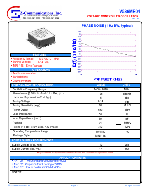 V586ME04 Datasheet PDF Z-Communications, Inc