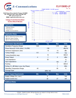 CLV1360E-LF Datasheet PDF Z-Communications, Inc