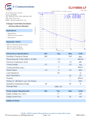 CLV1000A-LF Datasheet PDF Z-Communications, Inc