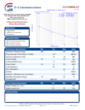 CLV1000A-LF_B2 Datasheet PDF Z-Communications, Inc