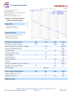 V585ME29-LF Datasheet PDF Z-Communications, Inc