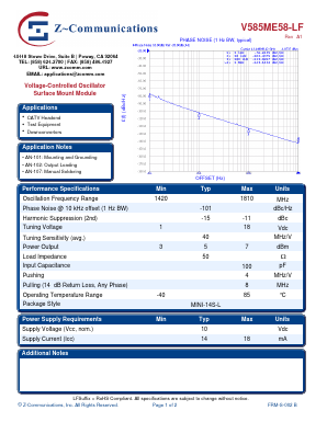 V585ME58-LF Datasheet PDF Z-Communications, Inc
