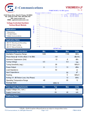V582ME03-LF Datasheet PDF Z-Communications, Inc