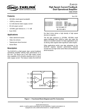 ZL40123DCE1 Datasheet PDF Zarlink Semiconductor Inc