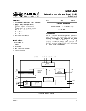 MH88612BV-2 Datasheet PDF Zarlink Semiconductor Inc