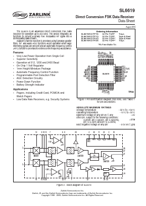 SL6619 Datasheet PDF Zarlink Semiconductor Inc