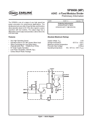 SP8908 Datasheet PDF Zarlink Semiconductor Inc