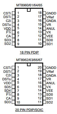 MT8962 Datasheet PDF Zarlink Semiconductor Inc