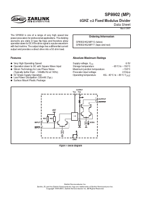 SP8902KGMP1T Datasheet PDF Zarlink Semiconductor Inc