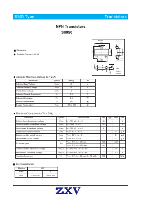 S8050 Datasheet PDF [Zhaoxingwei Electronics ., Ltd