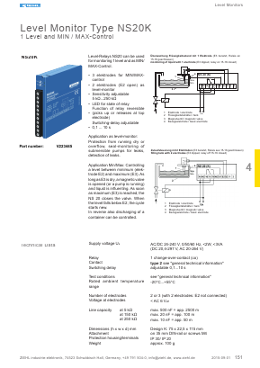 NS20K Datasheet PDF ZIEHL industrie-elektronik GmbH   Co KG