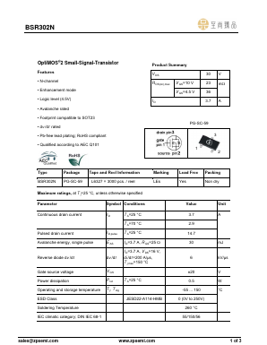 BSR302N Datasheet PDF ZP Semiconductor