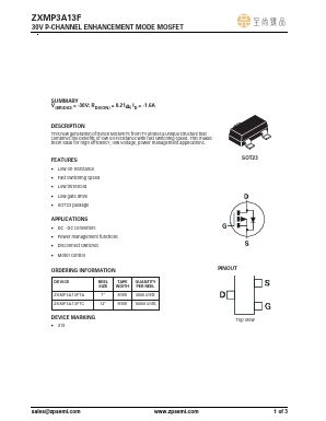 ZXMP3A13F Datasheet PDF ZP Semiconductor