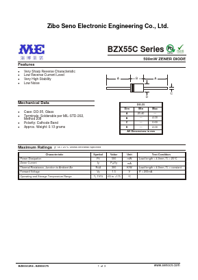 BZX55C33 Datasheet PDF Zibo Seno Electronic Engineering Co.,Ltd
