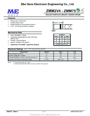 ZMM12 Datasheet PDF Zibo Seno Electronic Engineering Co.,Ltd