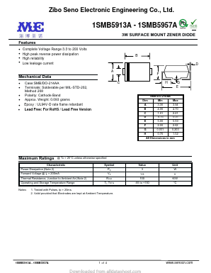 1SMB5945A Datasheet PDF Zibo Seno Electronic Engineering Co.,Ltd