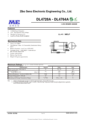 DL4733A Datasheet PDF Zibo Seno Electronic Engineering Co.,Ltd
