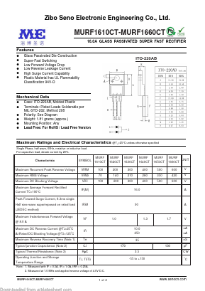 MURF1660CT Datasheet PDF Zibo Seno Electronic Engineering Co.,Ltd