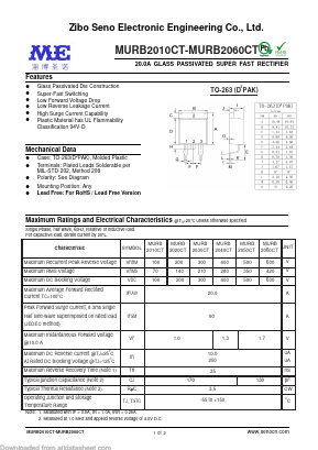 MURB2010CT Datasheet PDF Zibo Seno Electronic Engineering Co.,Ltd